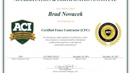 Brad Novacek only Certified Fence Contractor (CFC) in OKC as of 2022